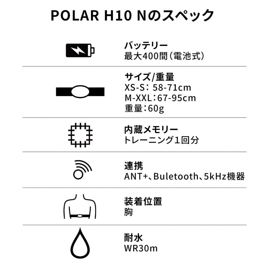ポラール（POLAR） 心拍センサー H10 N ブラック M-XXL 92075957