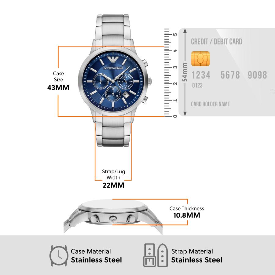 （ノベルティー付き）エンポリオアルマーニ EMPORIO ARMANI 腕時計 メンズ クロノグラフ ステンレス AR80081SETの画像