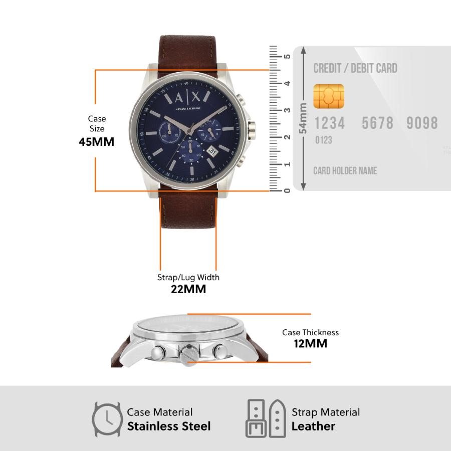 アルマーニエクスチェンジ メンズクォーツ 茶レザーバンド クロノグラフAX2501 アルマーニエクスチェンジ/Armani Exchange/腕時計/メンズ/クロノ