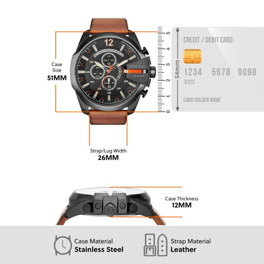 DIESEL（ディーゼル） 腕時計 メンズ クロノグラフ レザー DZ4343