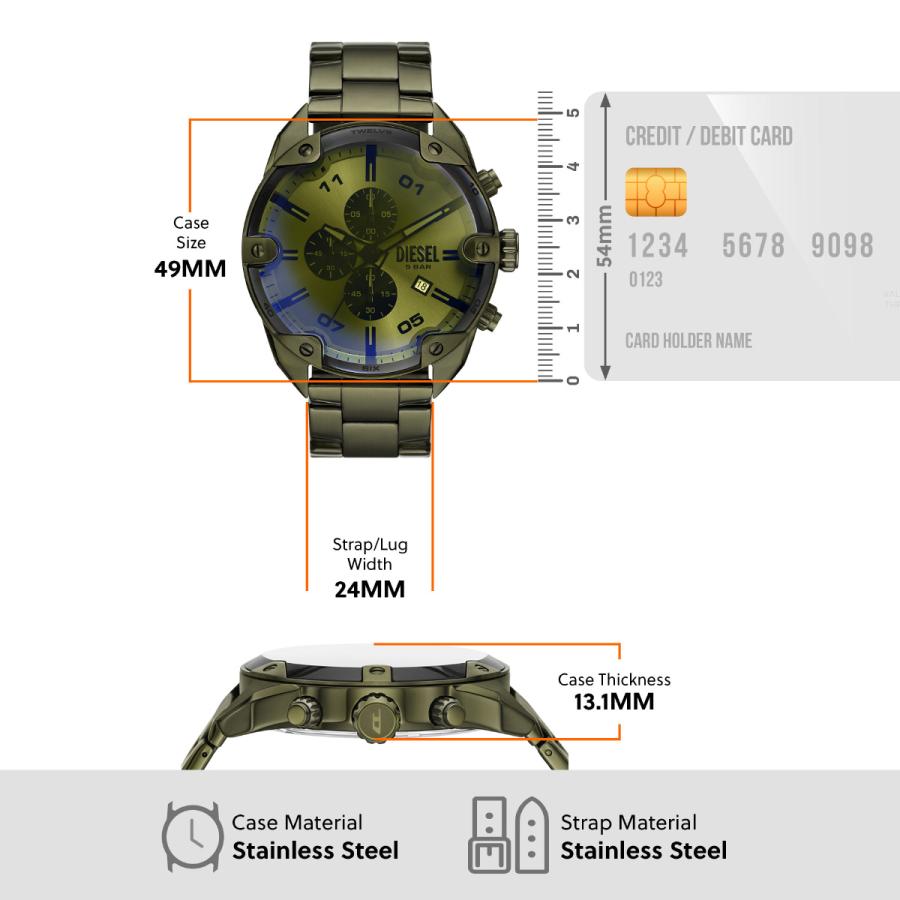 ディーゼル DIESEL 腕時計 メンズ SPIKED クロノグラフ グリーン