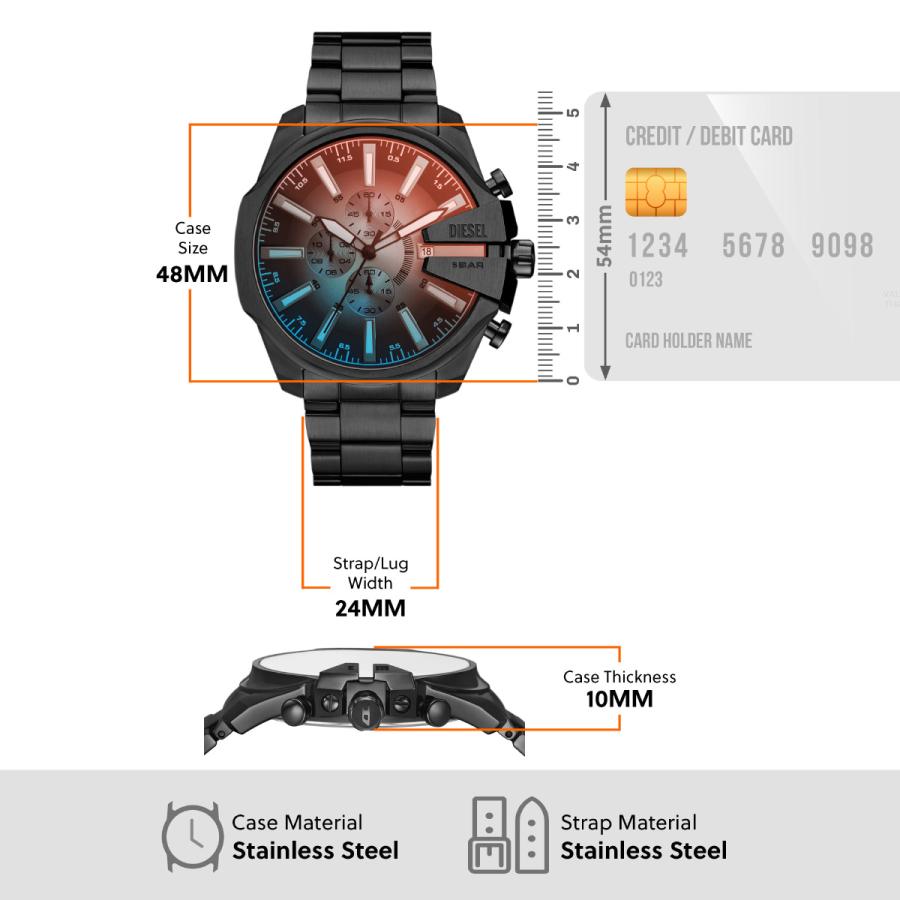 DIESEL ディーゼル 腕時計 メンズ MEGA CHIEF SLIM ステンレス