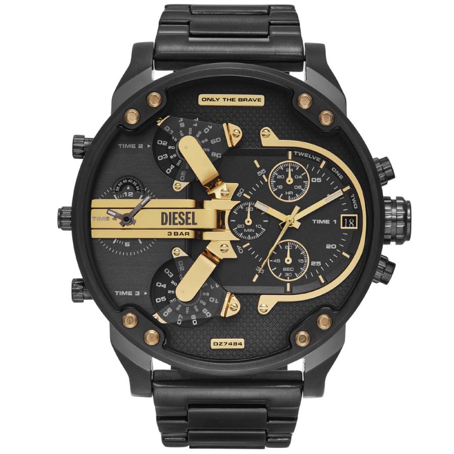 DIESEL ブラック クロノグラフ腕時計 ディーゼル 時計 ブラック 腕時計 クロノグラフ かっこいい メンズ 父