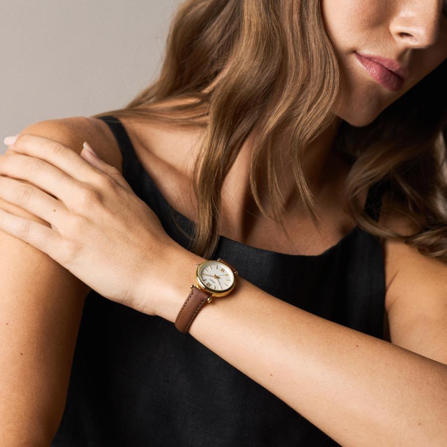 sisii ウォッシャブルレザー モッズコート サイズXXS ブラウン 日本製 CARLIE （ノベルティー付き）フォッシル FOSSIL 腕時計 レディース