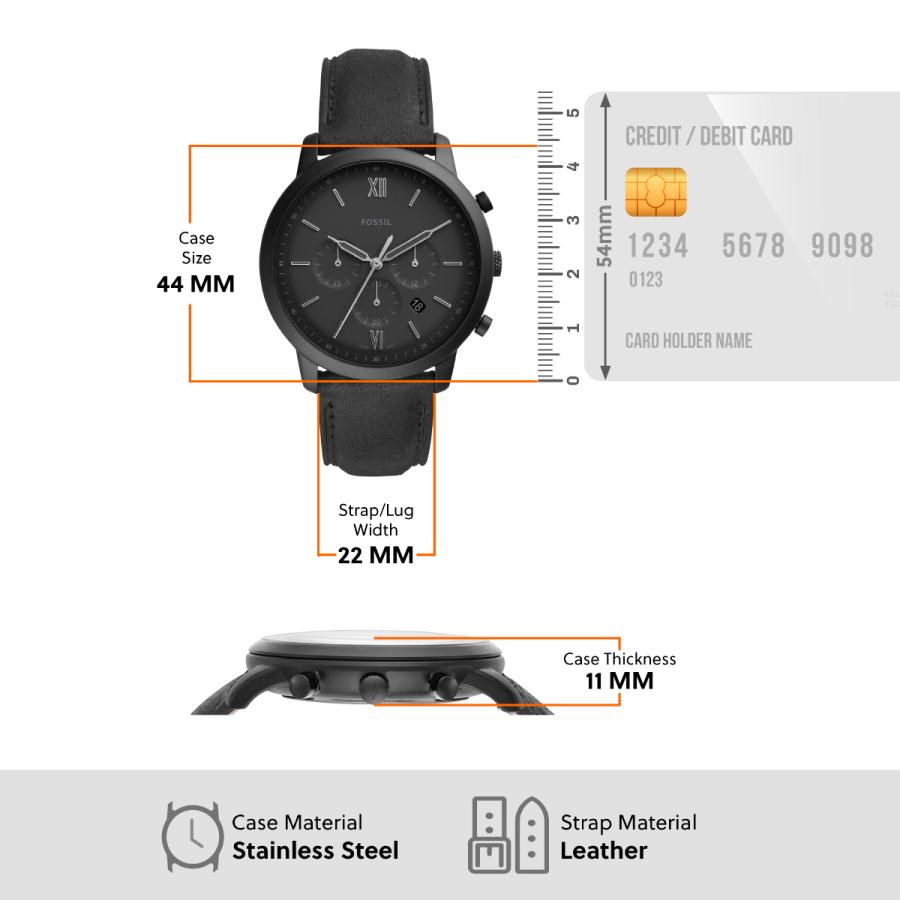 NEUTRA フォッシル FOSSIL 腕時計 メンズ クロノグラフ ブラックレザー