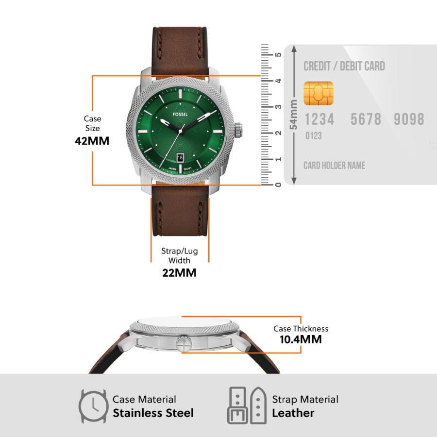 フォッシル FOSSIL 腕時計 メンズ MACHINE 三針デイト ブラウンレザー