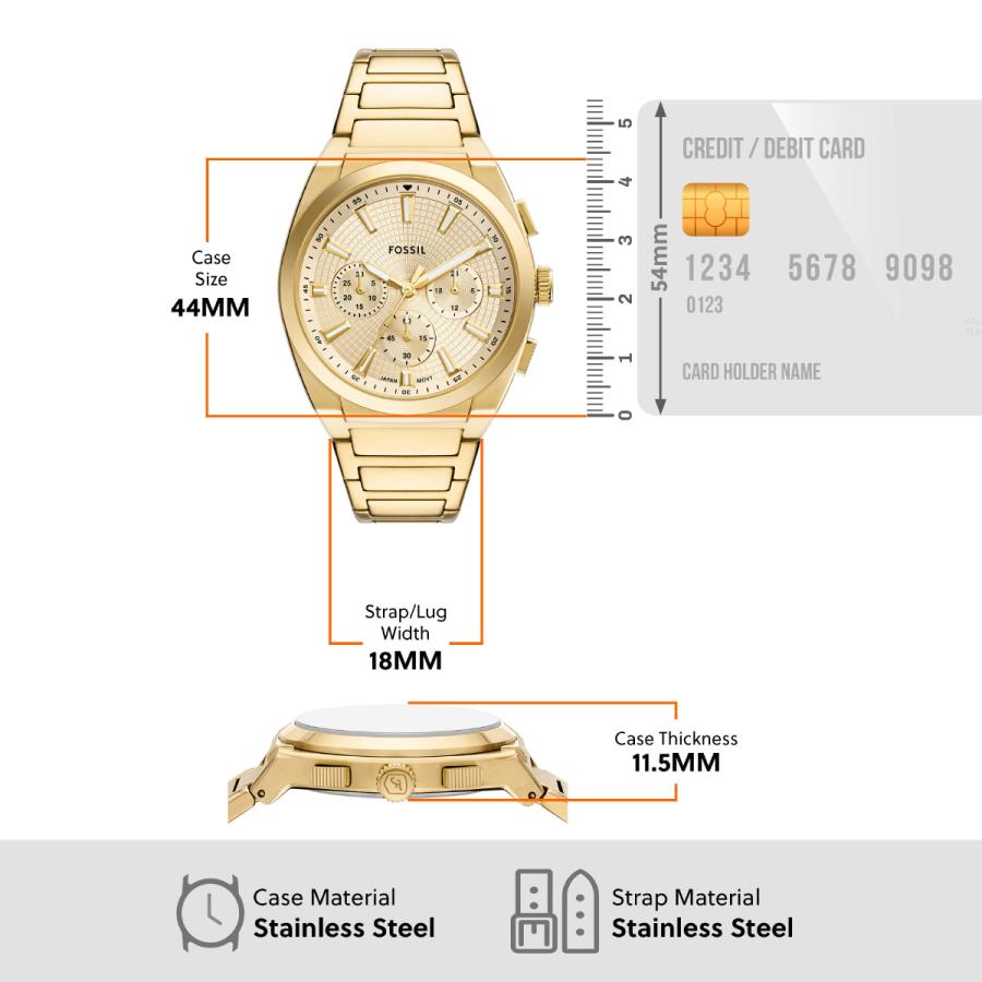 FOSSIL（フォッシル） 腕時計 メンズ EVERETT クロノグラフ ゴールド 