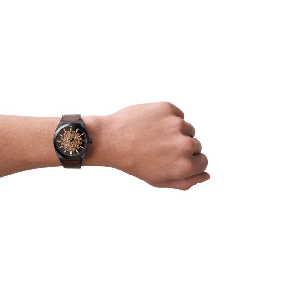 フォッシル FOSSIL 腕時計 メンズ 自動巻き EVERETT オートマティック ダークブラウン LiteHideレザー ME3207の画像