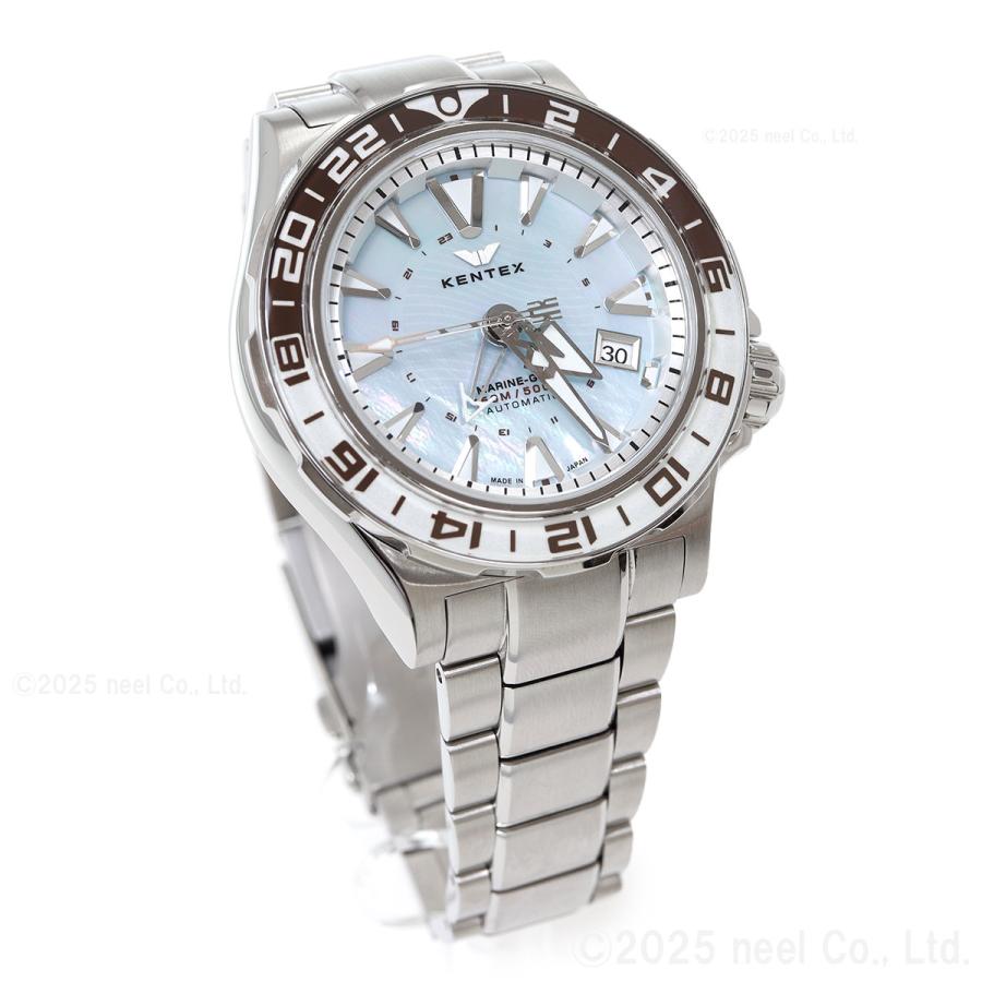 【新品・高品質】GMT 自動巻き アイスブルー×ホワイトベゼル　メンズ　腕時計 KENTEX（ファッション） 【KENTEXセルベットをプレゼント】 ケン