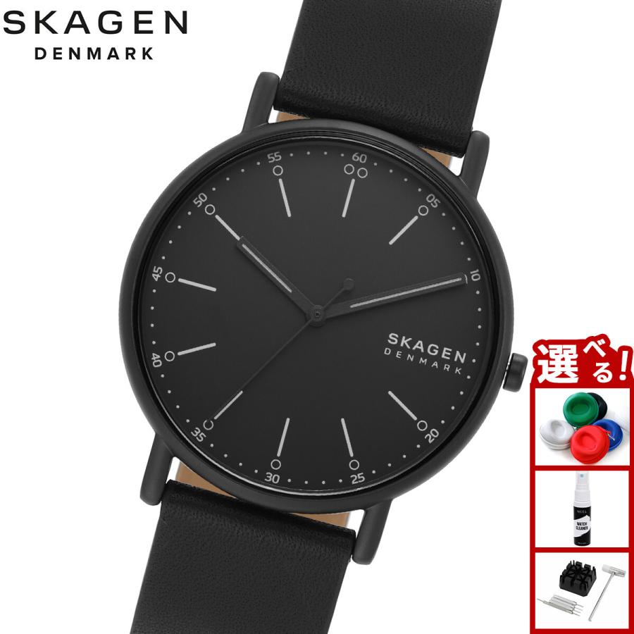 SIGNATUR スカーゲン SKAGEN 腕時計 メンズ 三針 ブラックレザー