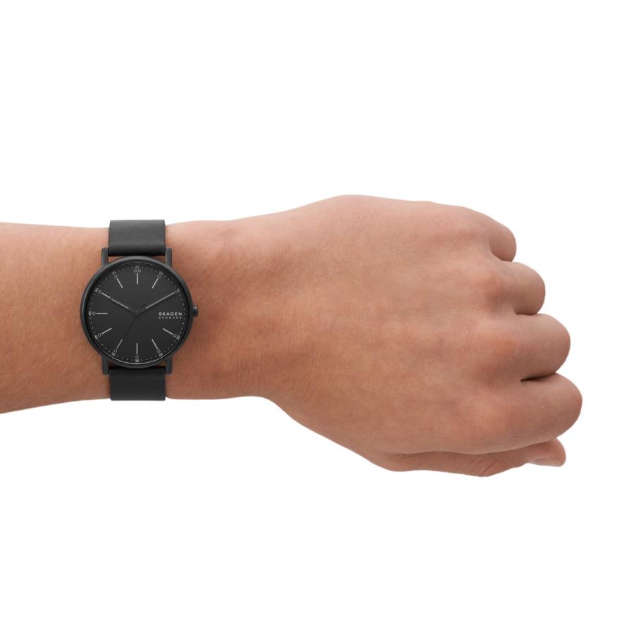 SIGNATUR スカーゲン SKAGEN 腕時計 メンズ 三針 ブラックレザー