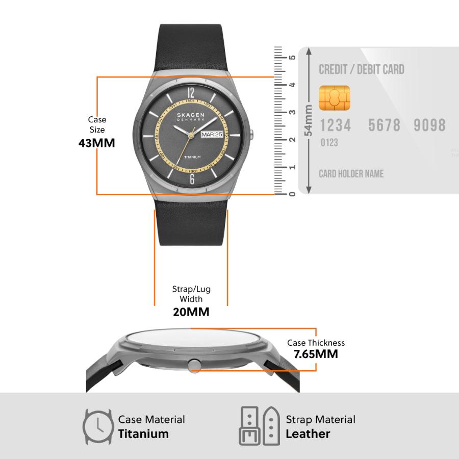 SKAGEN（スカーゲン） 腕時計 メンズ MELBYE TITANIUM 三針デイデイト