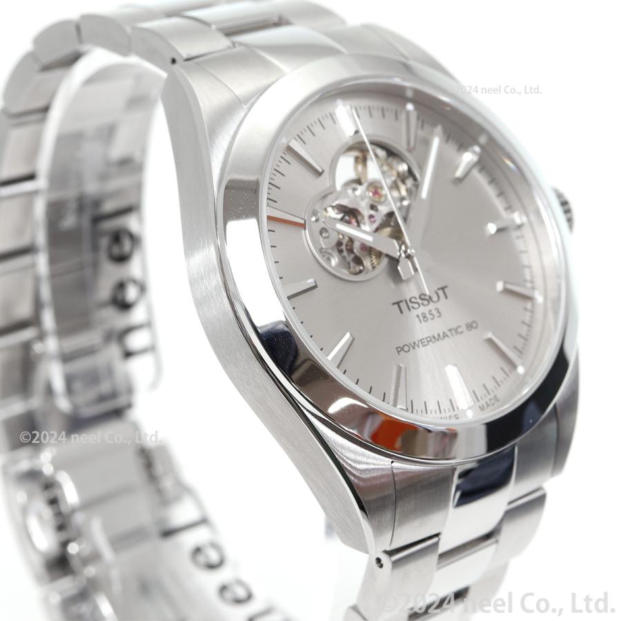 【稼働/新品電池】TISSOT ティソ ラウンド ドレス メンズ腕時計 シルバー TISSOT（ティソ） ジェントルマン パワーマティック80 オープンハート