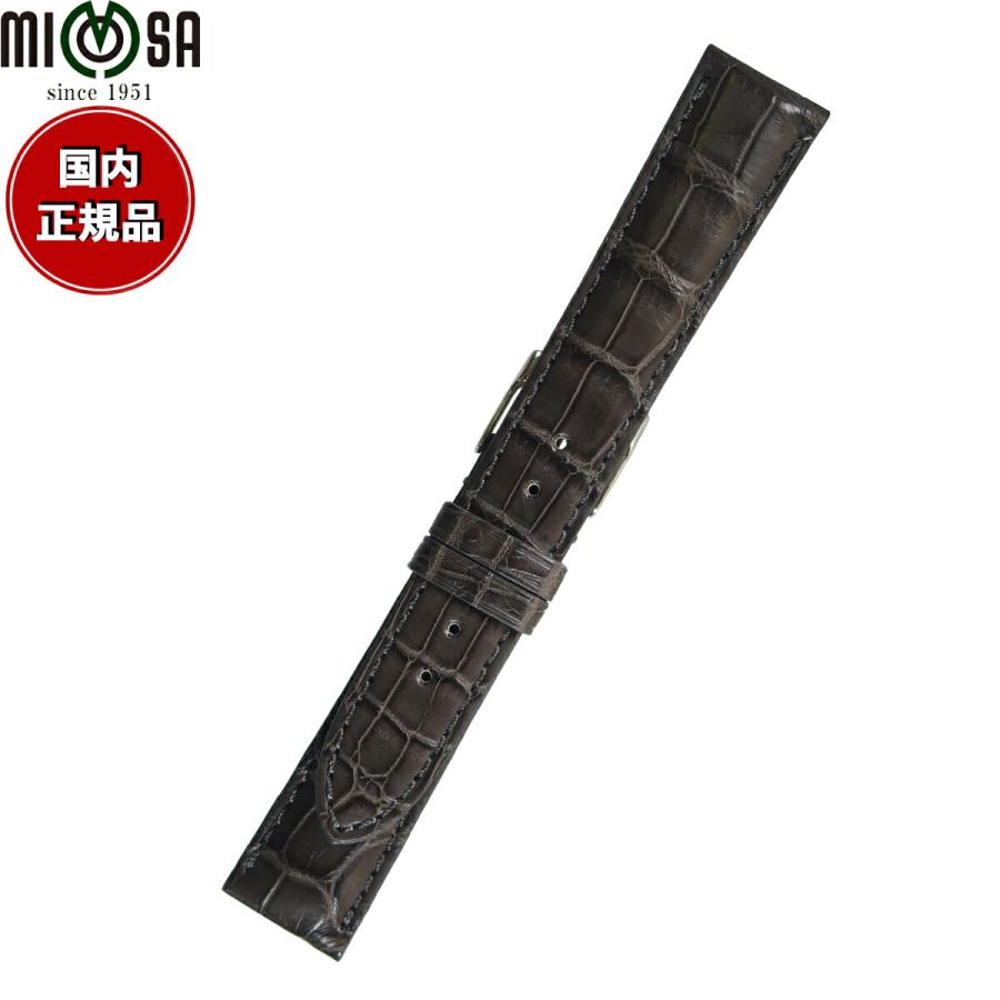 ミモザ マットクロコダイル時計ベルト ブラック／ゴールド尾錠 日本製 ミモザ】マットクロコダイル 竹斑 時計ベルト | ワニ | 時計ベルト専門