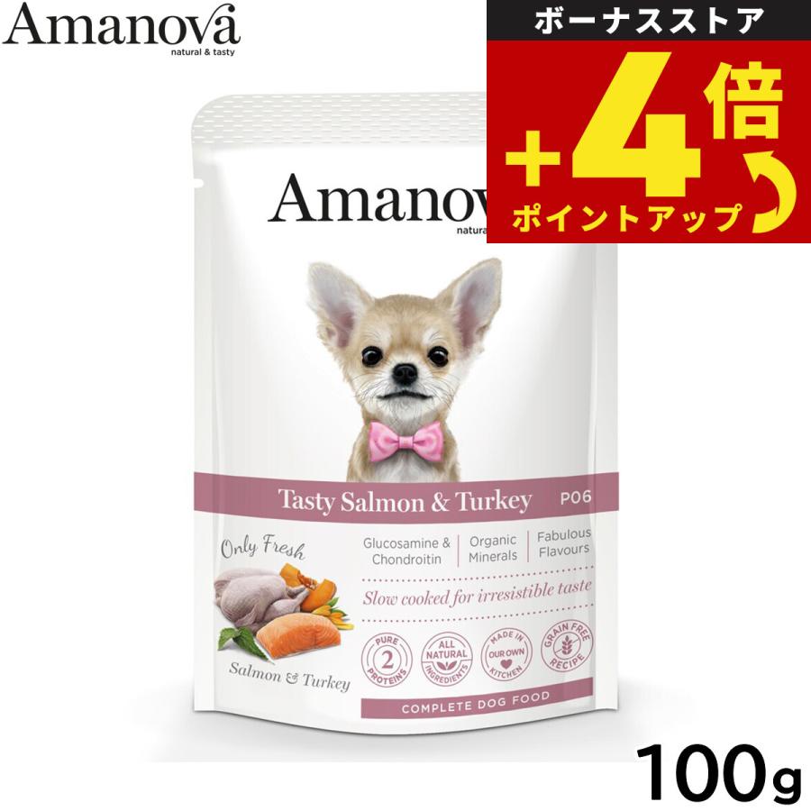アマノバ ドッグフード パウチ アダルト テイスティ サーモン アンド ターキー ウェットフード 成犬用 100g | ブランド登録なし