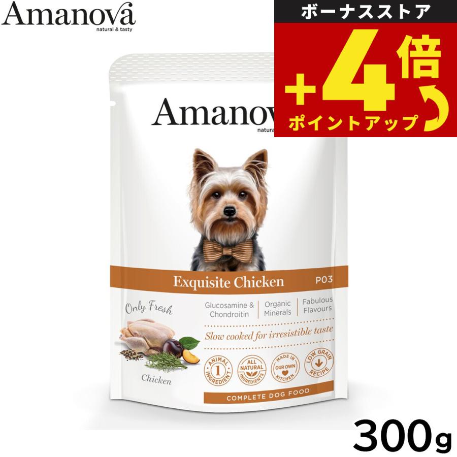 アマノバ Amanova ドッグフード パウチ アダルト エクスクイジット チキン ウェットフード 成犬用 300g 無添加 | ブランド登録なし