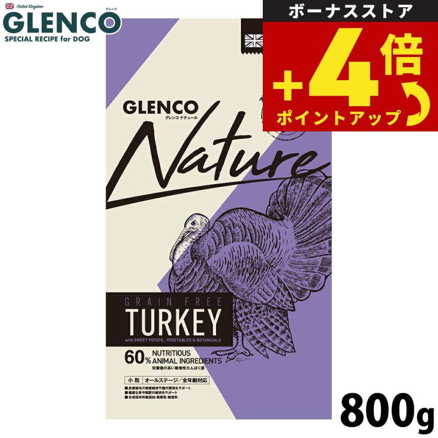 グレンコ ドッグフード ナチュール グレインフリー 全年齢用 ターキー 小粒 800g 穀物不使用 グルテンフリー | 