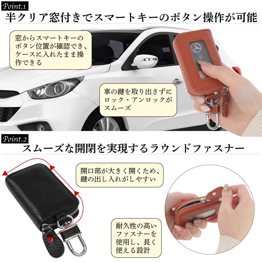 スマートキーケース 窓付き ズレ防止クッション付き キーケース 車