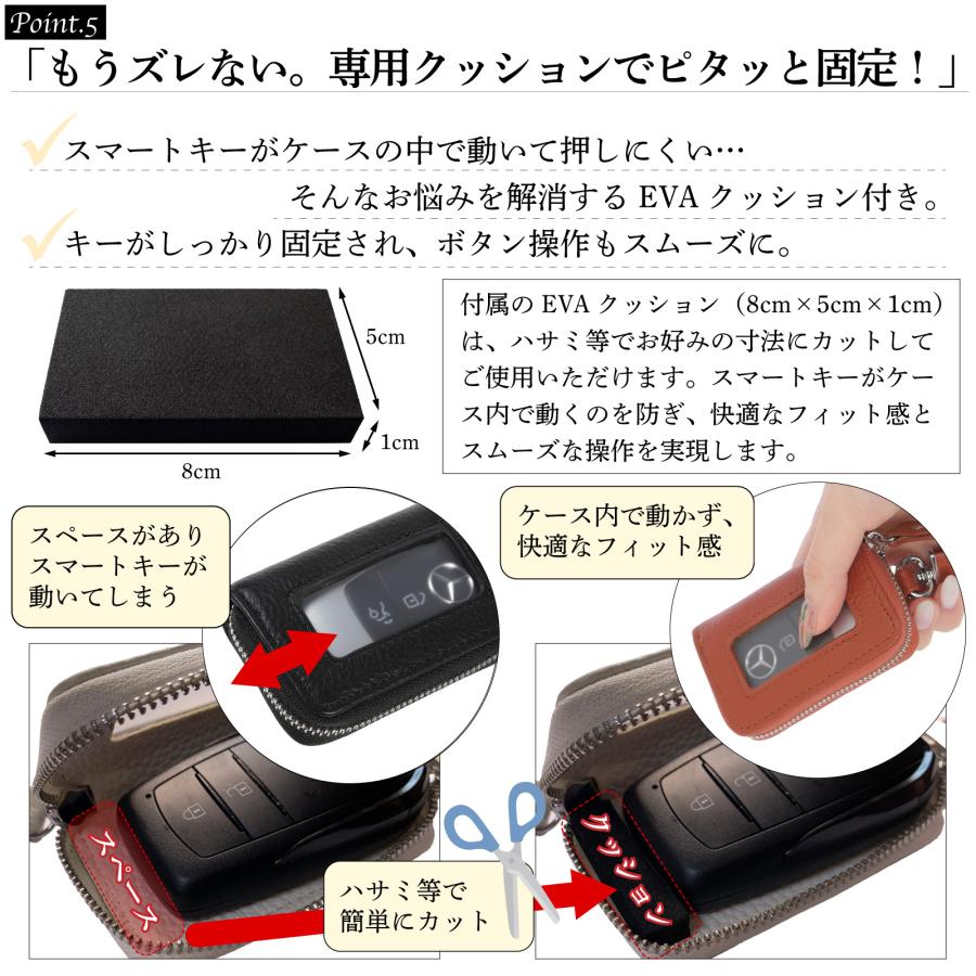 スマートキーケース 窓付き ズレ防止クッション付き キーケース 車