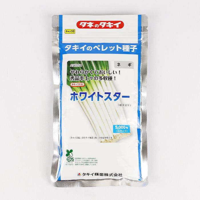 タキイ ホワイトスター 5,000粒×5ヶ 新種 ホワイトスター コート5000粒 タキイ種苗 ネギ種 メーカー直送 : ネギ
