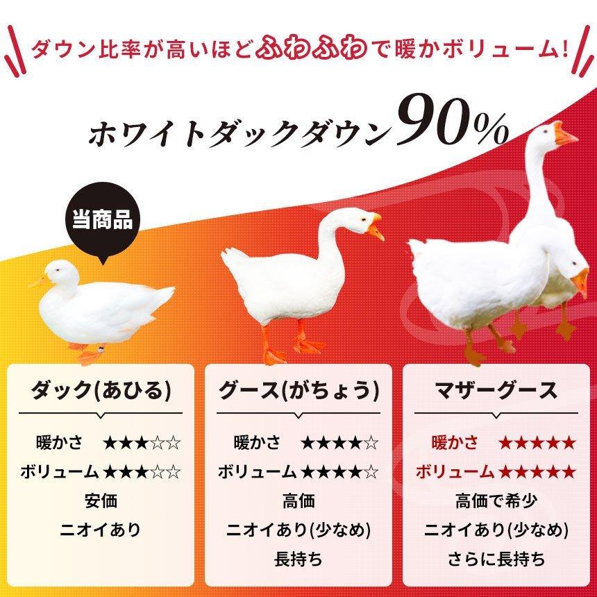 羽毛布団 昭和西川 シングル 日本製 ホワイトダックダウン90％ 増量1.3kg 2層キルト 羽毛掛け布団 ふとん 羽和 新月｜negokochiy｜10