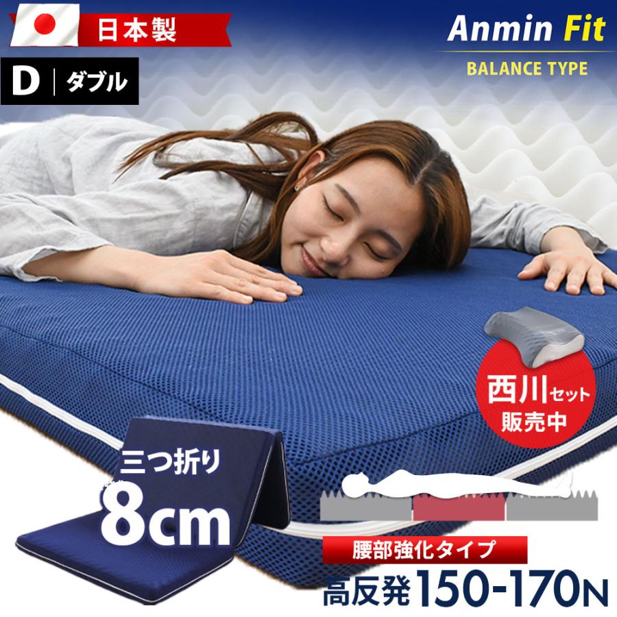 マットレス ダブル 高反発 厚み8cm Anmin Fit 150N 腰部170N バランス