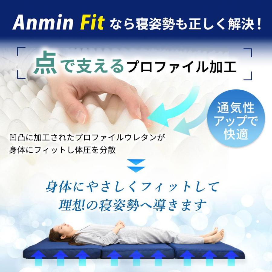 マットレス シングル 高反発 厚み8cm Anmin Fit 150N 体圧分散 敷布団 折り畳み 硬め 自社製造