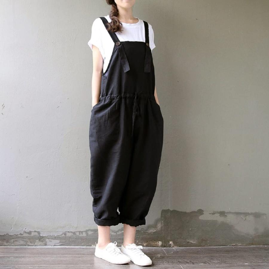サロペット レディース ワイドパンツ オーバーオール 黒 オールインワン パンツ コーデ A091 Next Groly ヤフー店 通販 Yahoo ショッピング