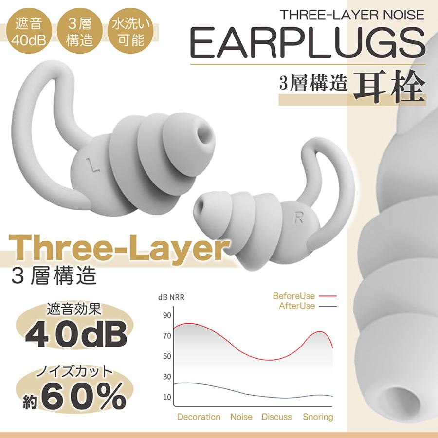 耳栓 シリコン 遮音 睡眠 勉強 いびき 快眠 集中 騒音 ブラック 黒139
