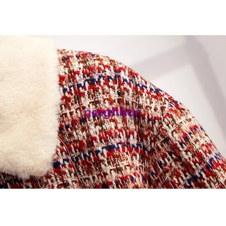 ジャケット レディース アウター ショートコート ツイード 長袖 ミドル丈 レッド チェック カジュアル かわいい 通学 お出かけ 女子会 デート 秋冬 税込