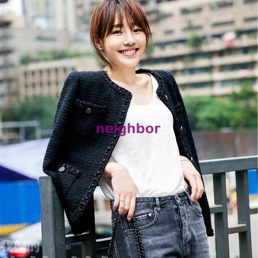 東京の格安割引 ジャケット レディース ツイード 長袖 ショート丈 ブラック ノーカラー ラウンドネック シック フェミニン 通勤 通学 お出かけ 女子会 デート 春夏秋 純正特売 Www Pesticon Sg