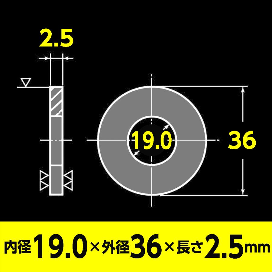 ステンレス 平ワッシャー M18用 (内径19.0mm 外径36mm 厚さ2.5mm ステンレス 平ワッシャー M18用 (内径19.0mm 外径36mm 厚さ2.5mm