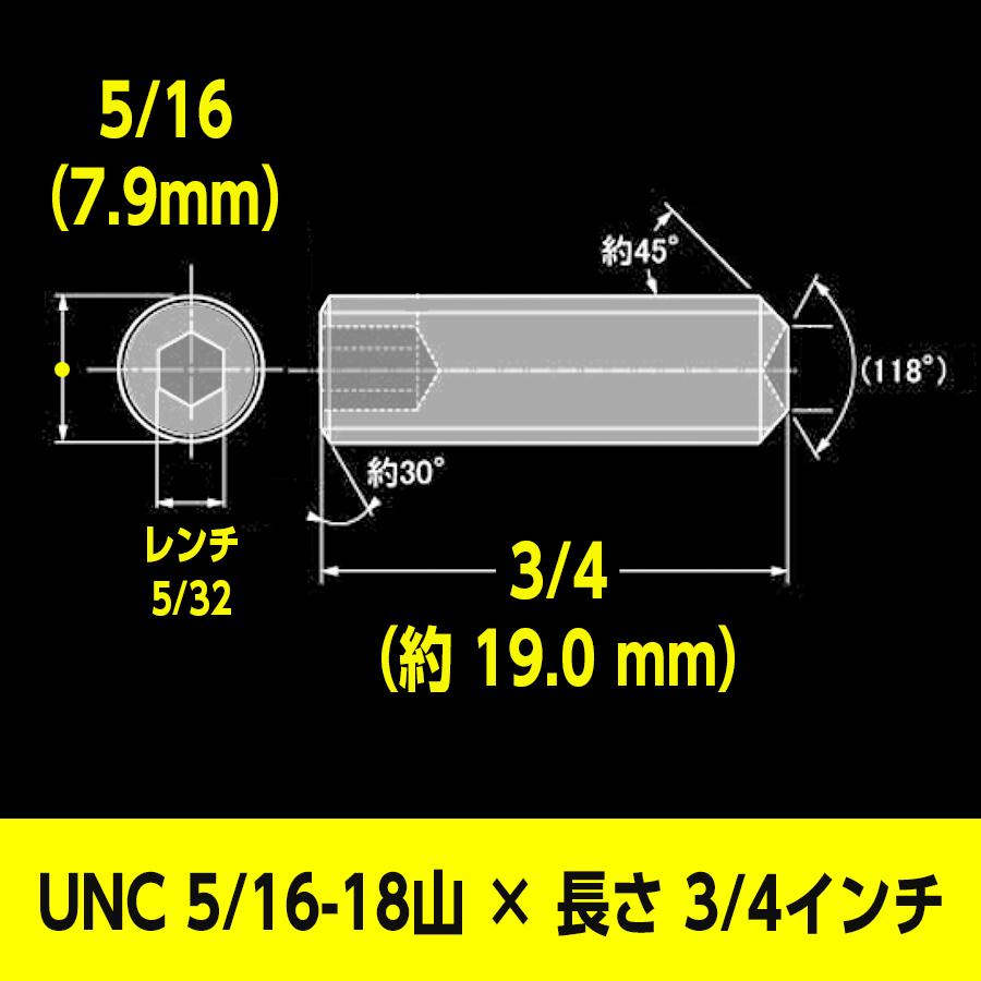 ホーローセット クボミ先 UNC 5/16-18山 × 長さ 3/4インチ 2個入 ホーローセット クボミ先 UNC 5/16-18山 × 長さ 3/4インチ 2個入