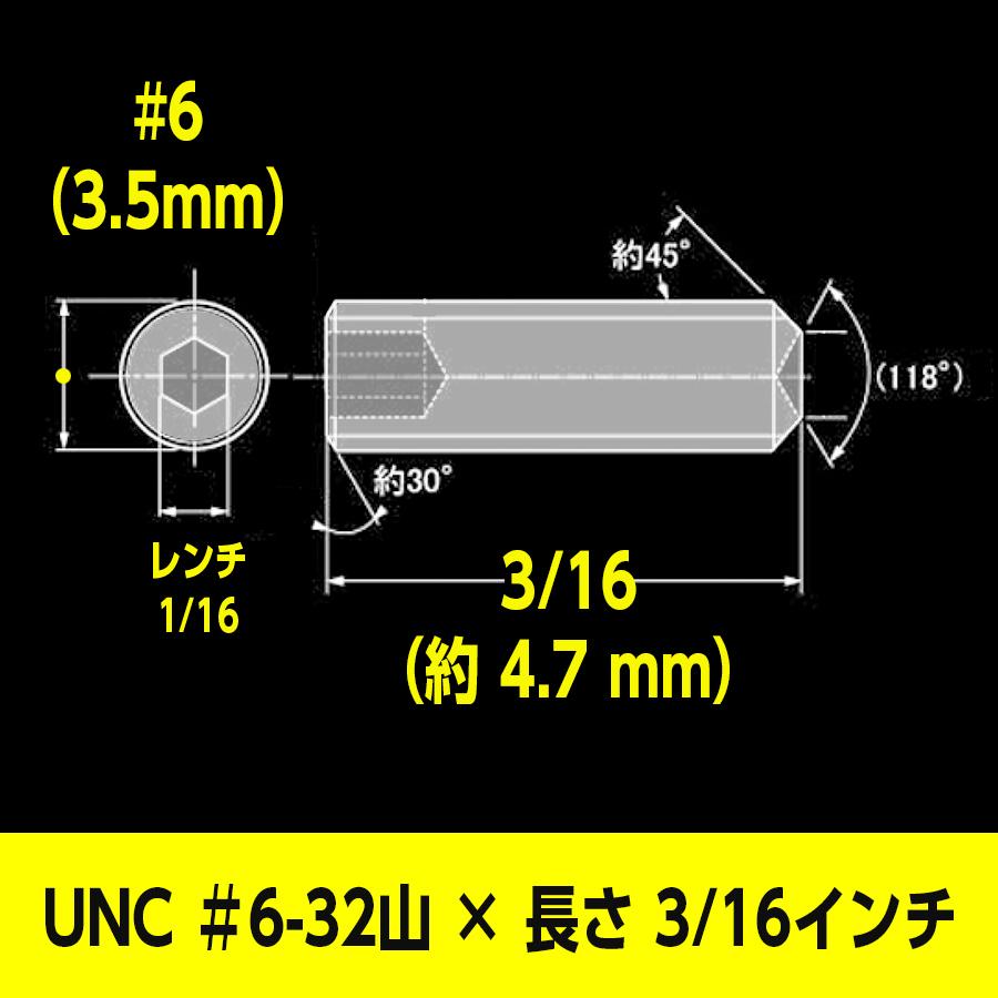 ホーローセット クボミ先 UNC ＃6-32山 × 長さ 3/16 インチ 2個入