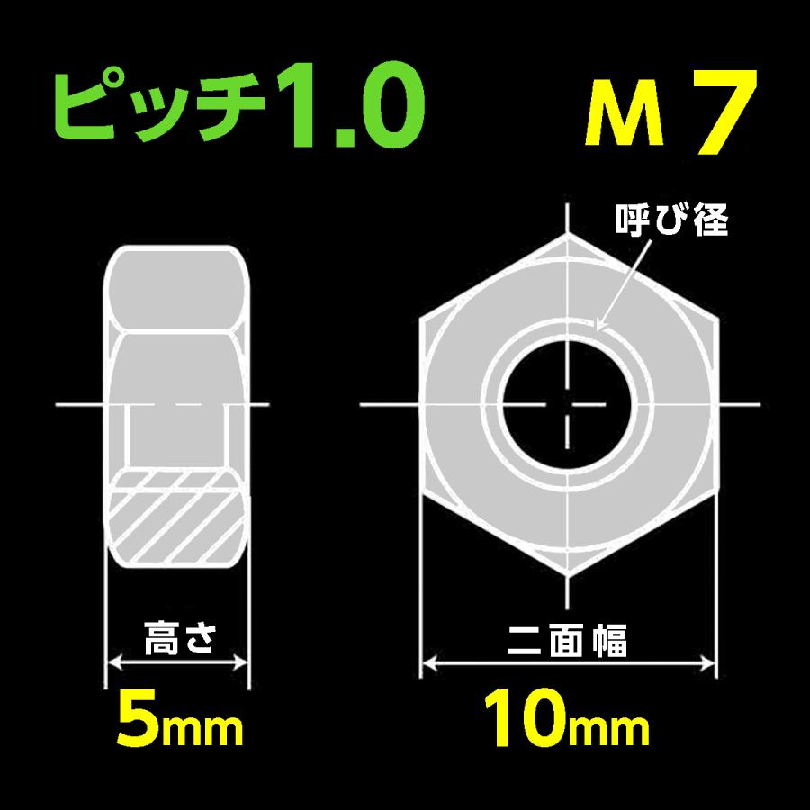 ステンレス 六角ナット (二種) 並目 M7 ピッチ1.0mm 二面幅10mm 高さ5mm 2個入｜neji-701｜04