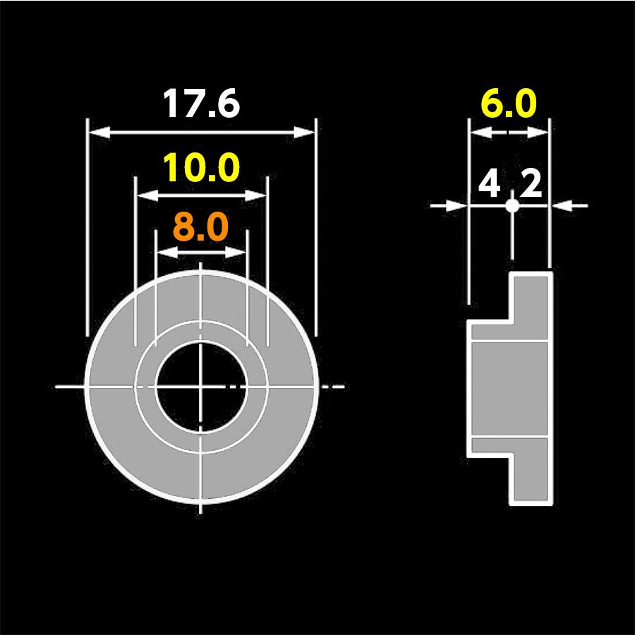 フランジ ブッシュ アルミ 内径8mm 外径10mm 高さ6mm フランジ外径17.6
