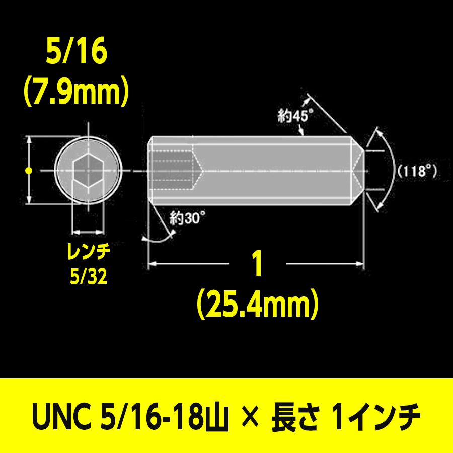 ホーローセット クボミ先 UNC 5/16-18山 × 長さ 1インチ 2個入 鉄 黒