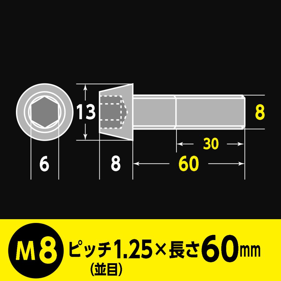 専用ページ ステンレス 六角穴付 テーパーキャップ ボルト M8 x 長さ60mm 2本入