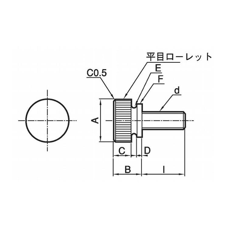 ローレットビス（平頭ＥＣＯ−ＢＳ　X　15　黄銅　ニッケル