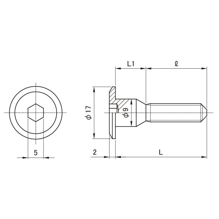 ＪＣＢ−Ａ（六角穴　ムラコシ製 ＧＢ(茶ブロンズ) 鉄  6 X 30 【パック商品5本入】｜nejikuru｜03