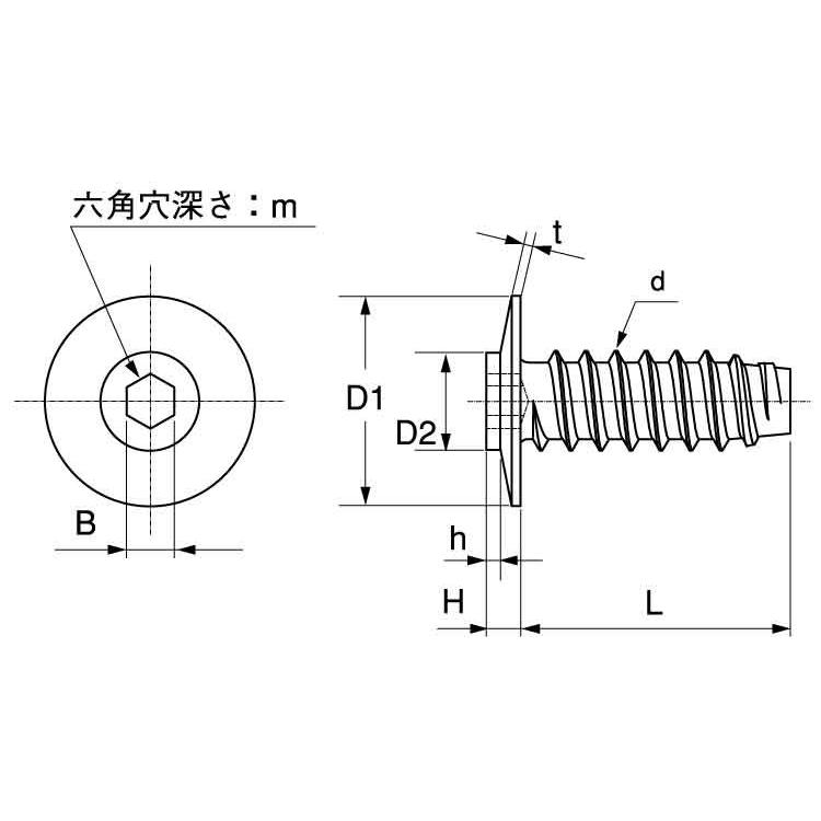 シンヘッドＴＰタッピンＢ０（ＴＨ X 鉄 三価ホワイト  - 1