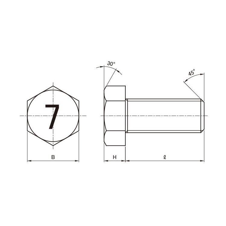 サプライズセール ７マークボルト（小形（全（細目10X20(1.25 鉄 三価ホワイト 【200本】