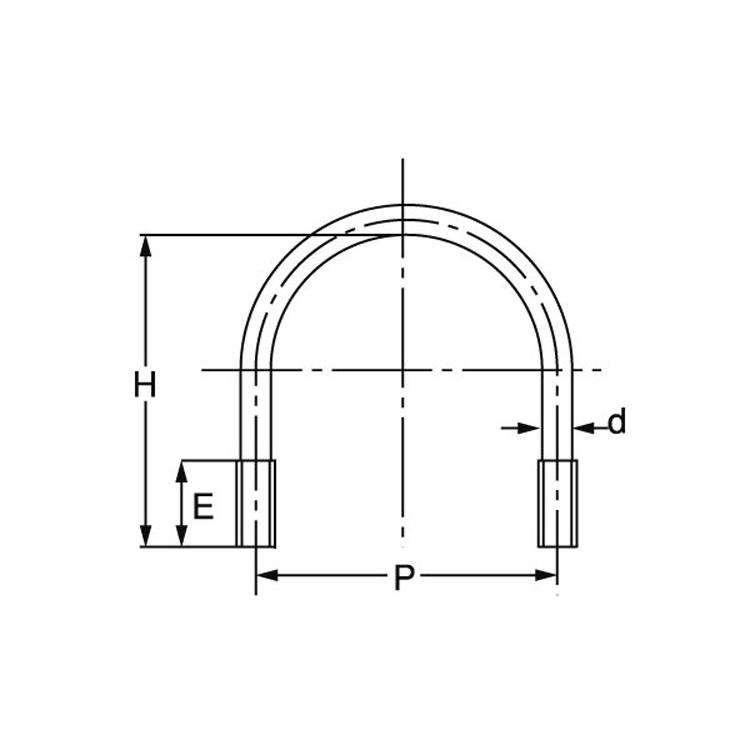 Uボルト（鋼管用（ウィット 1/4X20A ステンレス 生地 【1,100本入