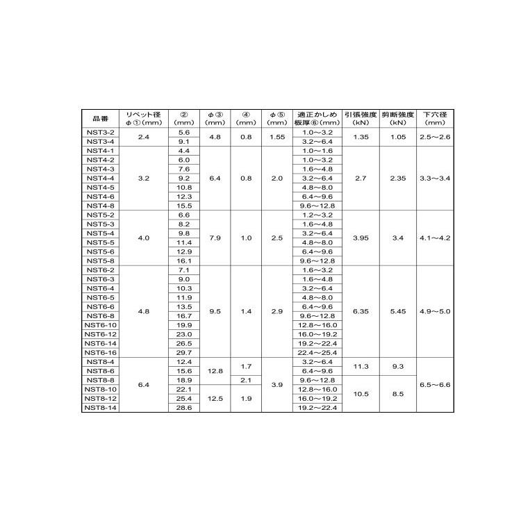 Ｂ．Ｒ．ＮＳＴ（丸頭ステンレス−ステンレス　NST5-5