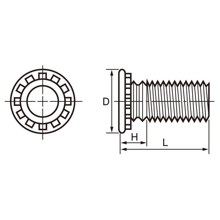 クリンチングスタッド(ボーセイ THS-M3-10 ステンレス 生地 クリンチングスタッド(ボーセイ THS-M3-10 ステンレス 生地