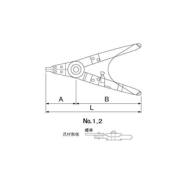 C形（軸用）プライヤー ST-2N(No2型) 鉄 生地 ※図面確認下さい【1本 