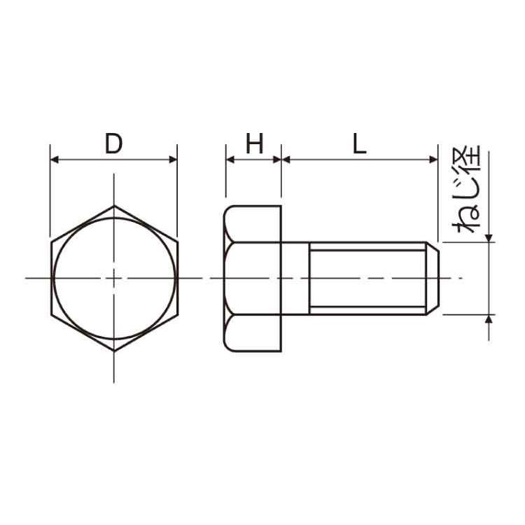 テフロン　六角ボルト（ＴＥＢＴ　0520　PTFE(テフロン)　生地　5X20