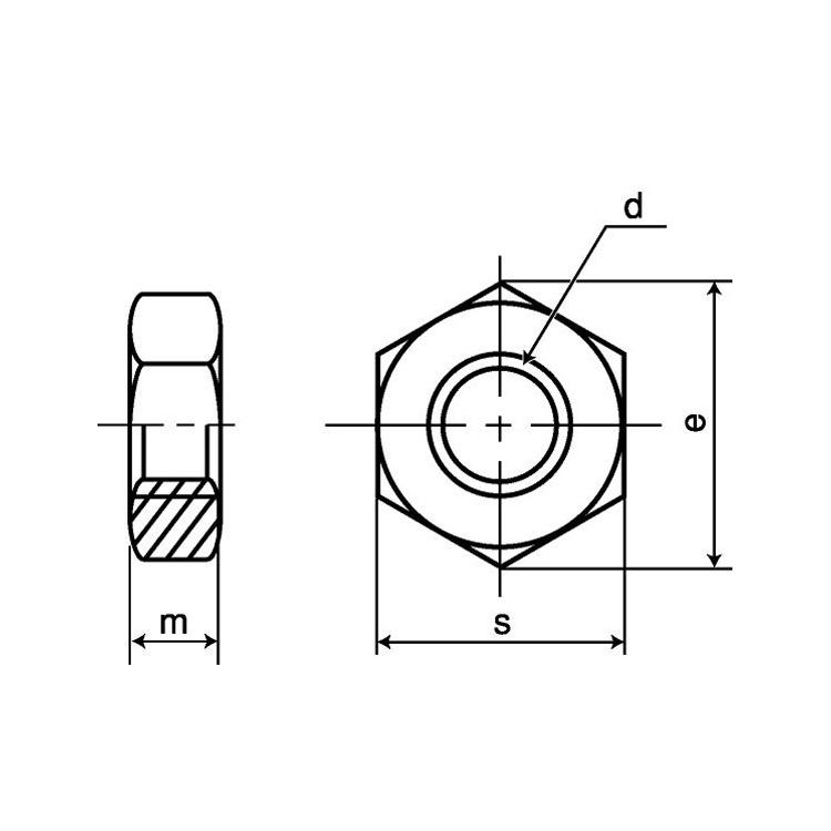 六角ナット（３種（切削細目左ねじ　M16X1.5　ステンレス　生地