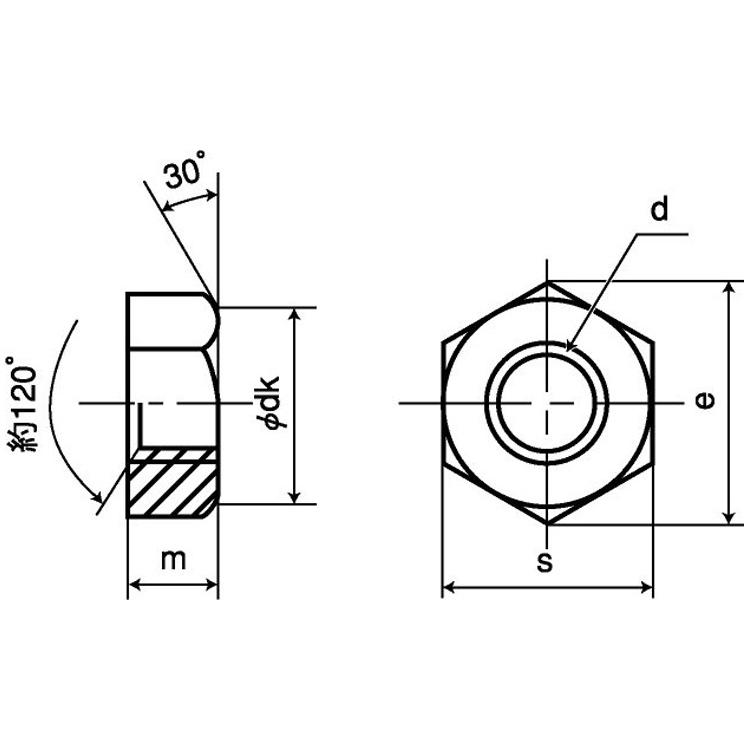 １０割六角ナット（１種　M30　SUS316　生地