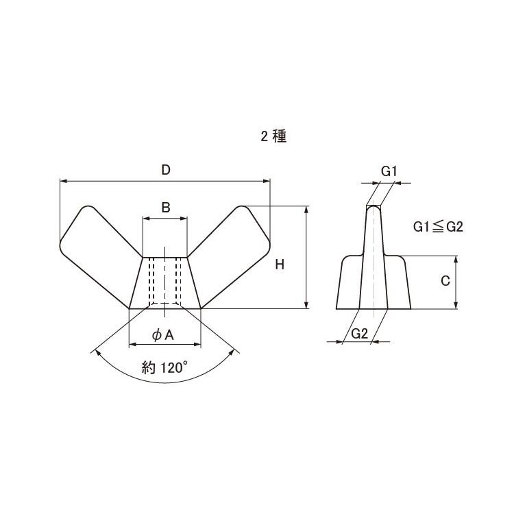 冷間蝶ナット（Ｒ（ウィット　8(D=36)　ステンレス　生地